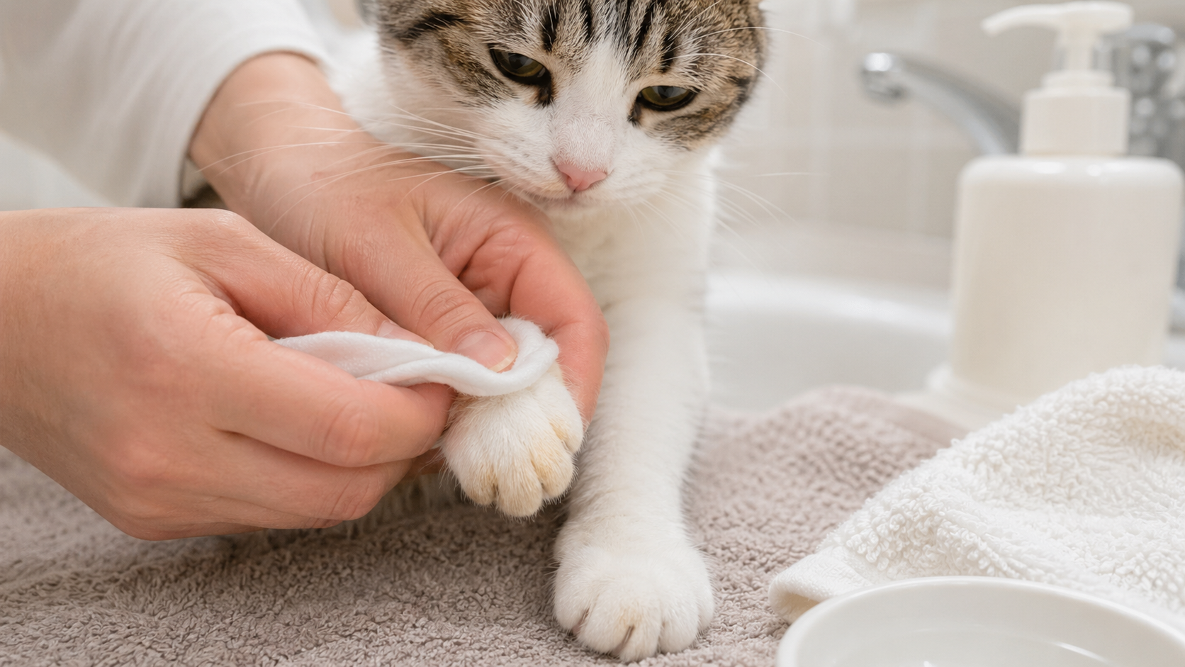 主子的白手套變黃手套？貓咪爪子毛變黃的3大原因與清潔全攻略