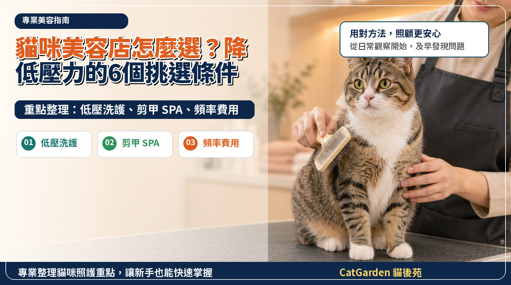 貓咪美容店怎麼選？降低壓力的 6 個挑選條件 封面圖