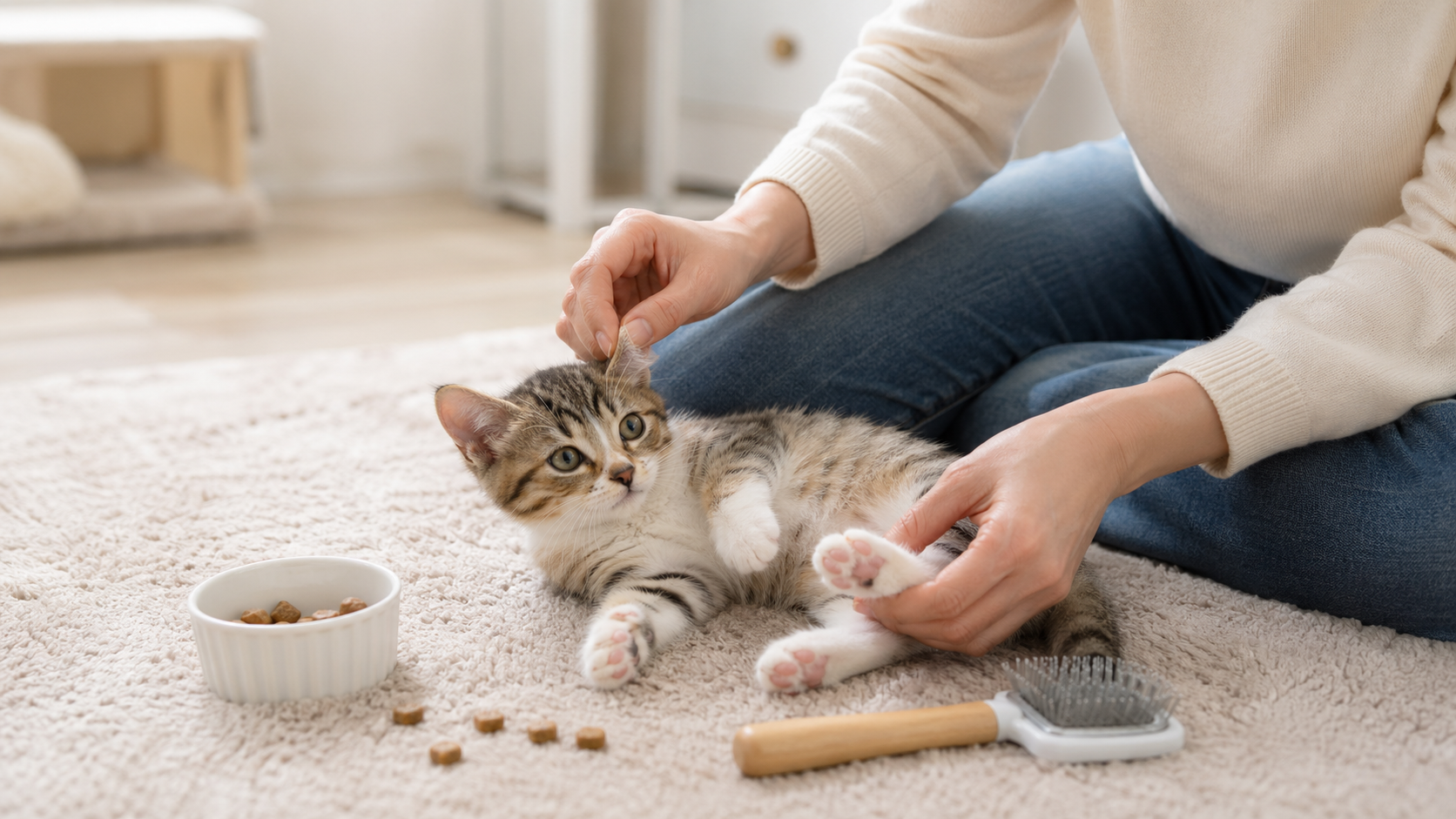 幼貓訓練技巧｜5 個敏感部位練習與親人互動方法