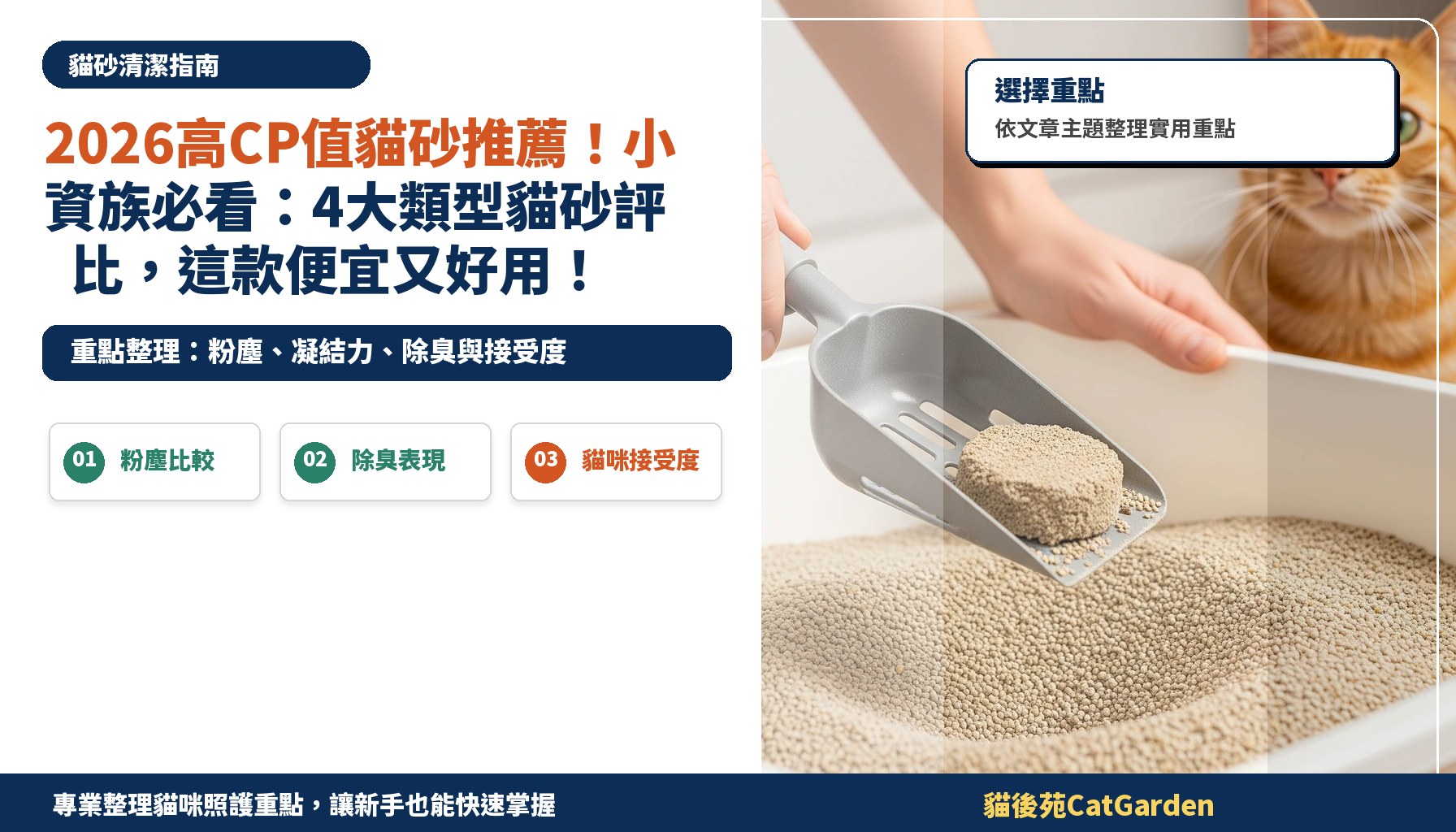 2026高CP值貓砂推薦！小資族必看：4大類型貓砂評比，這款便宜又好用！