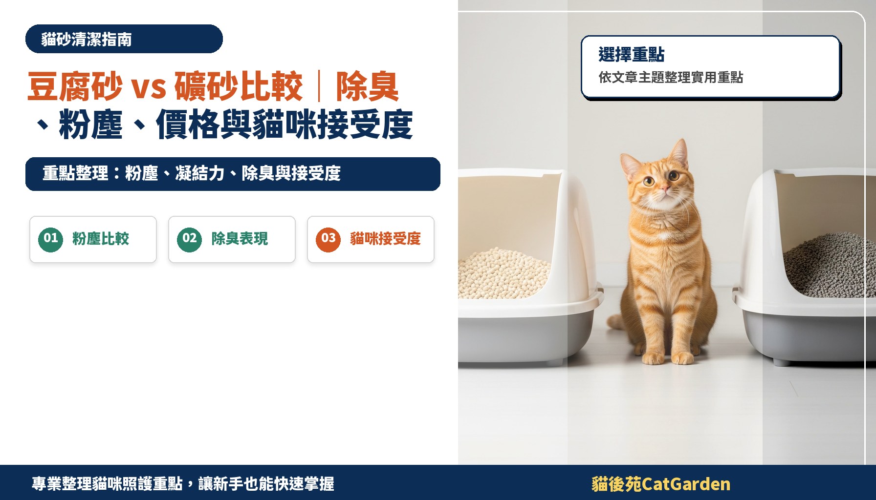 豆腐砂 vs 礦砂比較｜除臭、粉塵、價格與貓咪接受度