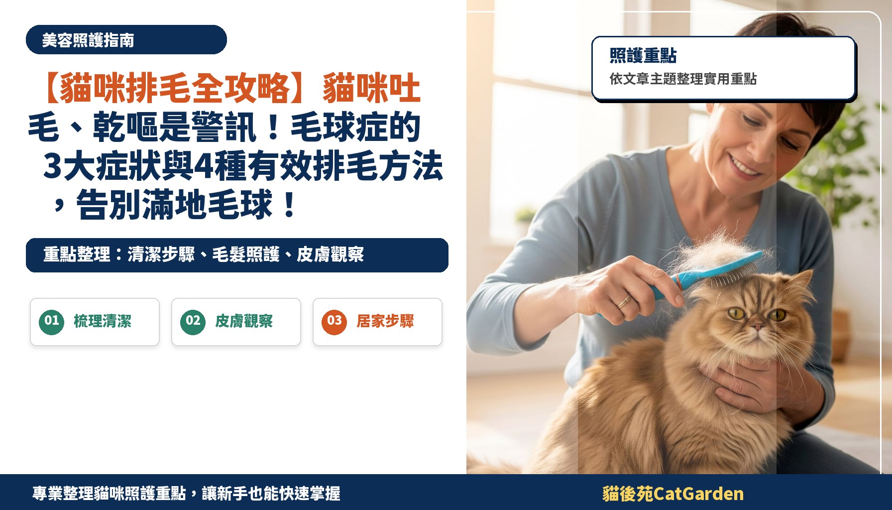 【貓咪排毛全攻略】貓咪吐毛、乾嘔是警訊！毛球症的3大症狀與4種有效排毛方法，告別滿地毛球！