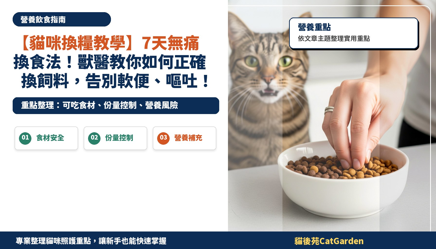 【貓咪換糧教學】7天無痛換食法！獸醫教你如何正確換飼料，告別軟便、嘔吐！