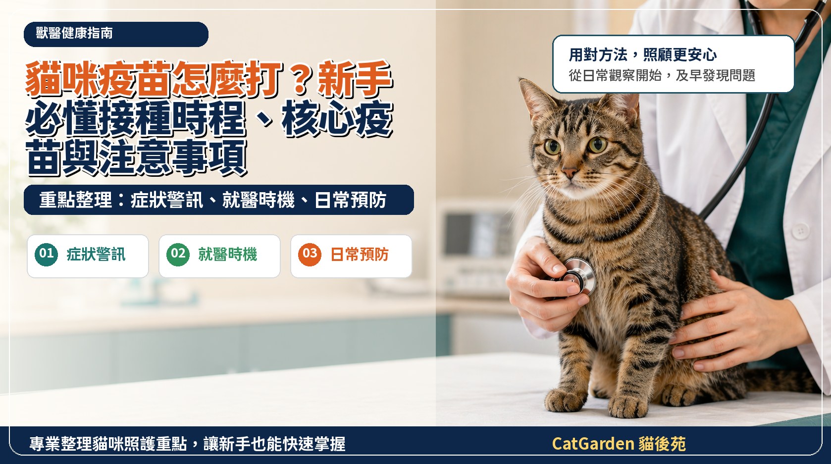 貓咪疫苗怎麼打？新手必懂接種時程、核心疫苗與注意事項 封面圖