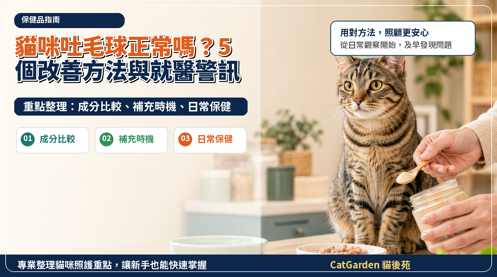 貓咪吐毛球正常嗎？5 個改善方法與就醫警訊 封面圖