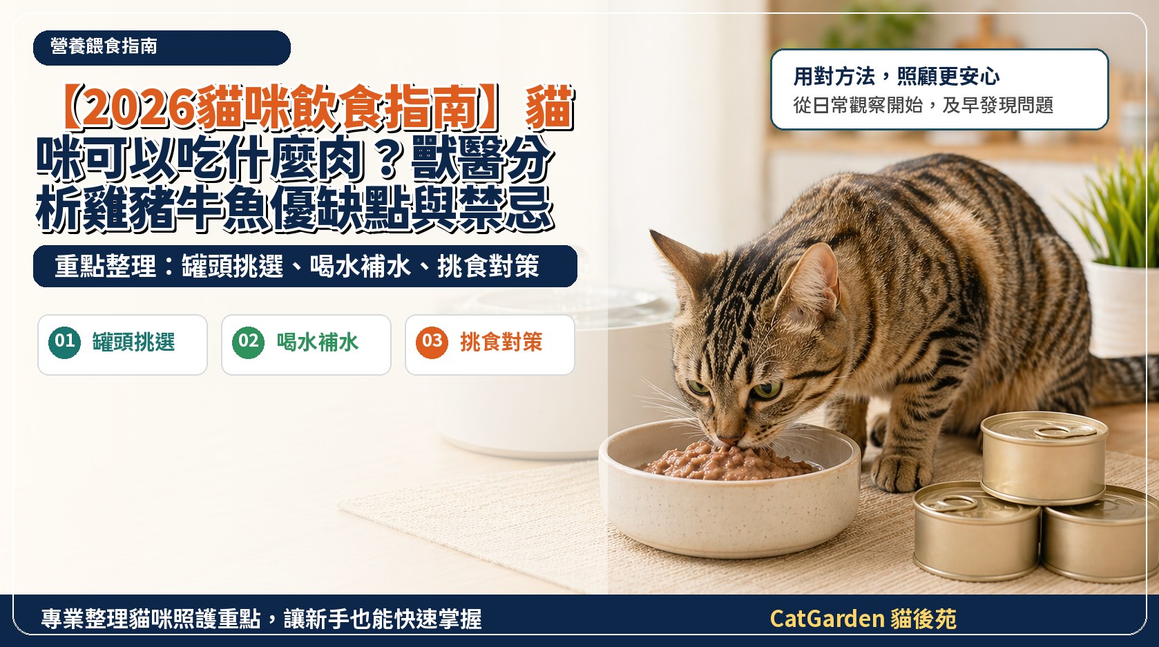 【2026貓咪飲食指南】貓咪可以吃什麼肉？獸醫分析雞豬牛魚優缺點與禁忌！ 封面圖