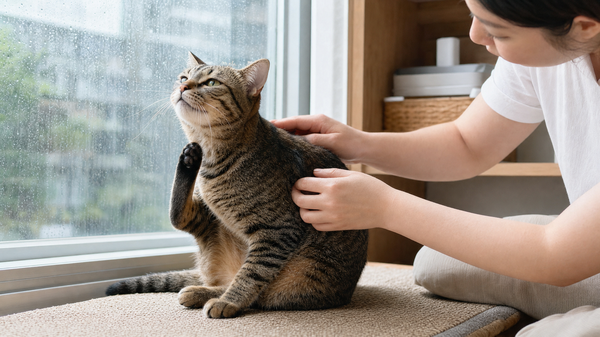 梅雨季貓咪一直抓癢？先從濕度、皮膚和舔毛狀況檢查